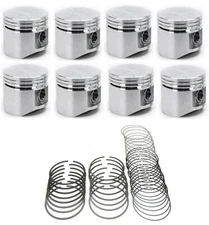 SILVOLITE Flat Top Pistons Set/8+CAST Rings for Ford Mercury 292 Y-block +.040