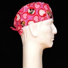 Love Sign Mickey  Minnie on Pink Theme Scrub Hat