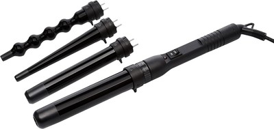 Amazon Basics PTC Keramik Lockenstabset mit austauschbaren Aufsätzen schwarz F44