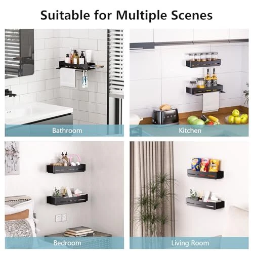 2-Pack No-Drill Adhesive Shower Caddy with Soap Holder & 2 Hooks