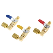 3 x R410A Ball Valve Shut-Off 5/16" SAE Female to 1/4" Ball Valve Fit R502 HVAC