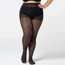 MONA Star Matte elastic silky translucent tights with star pattern 30 Den Black