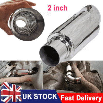 2 Inch Inlet Outlet Car Exhaust Tailpipe Dump Muffler Tip Sound Tuning