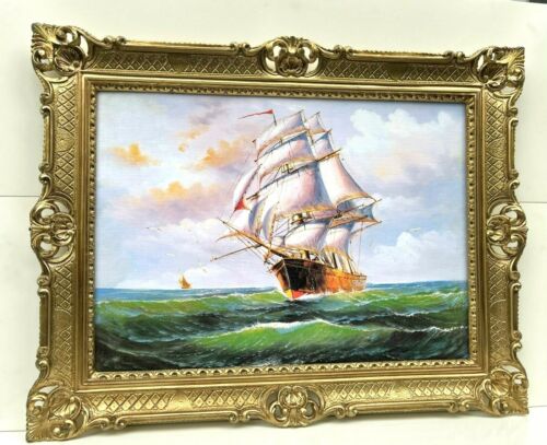 Peinture voilier mer images de navires 90 cm voile navire haute mer Gorch Fock  - Photo 1/7