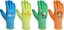 Kids-Gardening-Gloves for Age 3-12, Rubber-Coated Garden Yard Work-Gloves for Ch