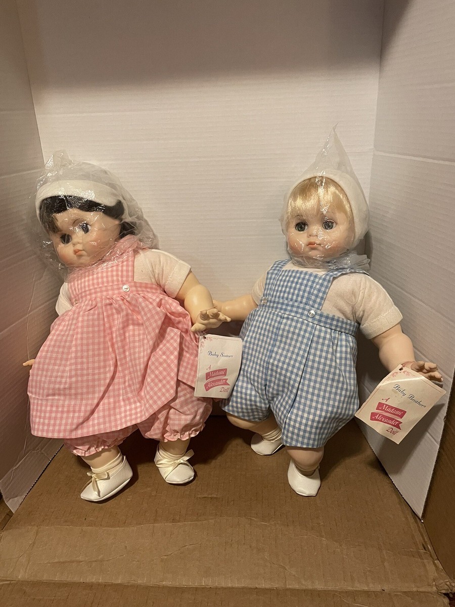 2 1970s Vintage Madame Alexander Baby Sister & Brother Dolls Brand