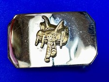Usa Made Vintage Two Tone Horse Saddle Western Belt Buckle