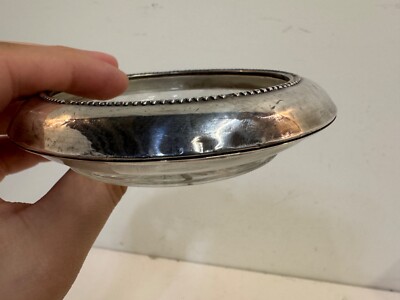 【FRANK M. WHITING】 【純銀/ガラス】コースター 5個組 Antique Frank M Whiting Sterling Silver & Glass Set of 5 Coasters