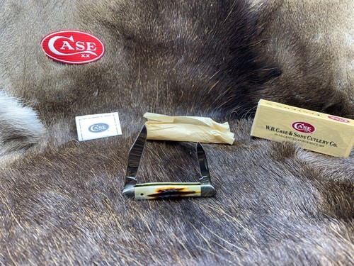 1996 Case R5208 SS Half Whittler Knife With Red Stag Handles Mint In Box P413 - Picture 20 of 24