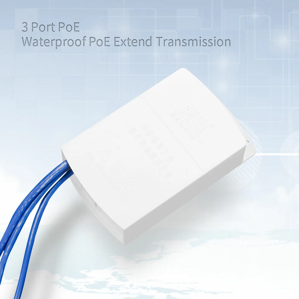 GENATA 3 Port Outdoor POE Switch Extender Booster, 30W 48V 10/100Mbps  - Image 4 of 4