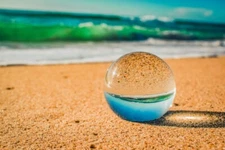 Digital Image Picture Photo Pic Wallpaper Crystal Ball On Sand Water Beach 94