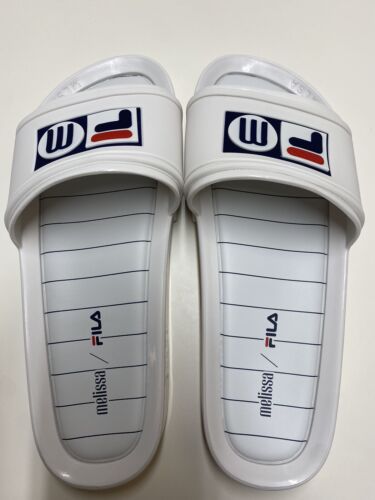 Womens FILA Melissa X sport slide white navy red accents size 10 New in box $90 - Picture 3 of 9