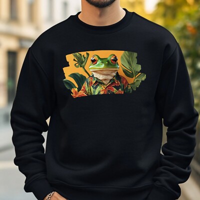 Frog in Hawaiian Shirt Sweatshirt Cosy and Perfect for Any Occasion S to 4XL