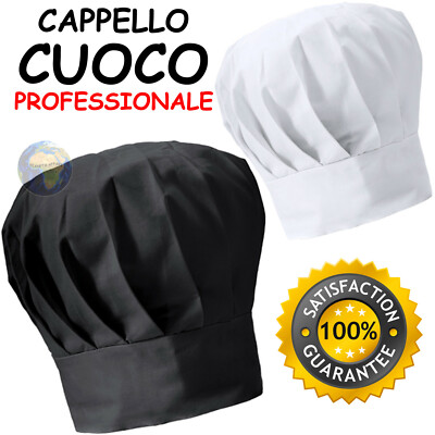 Cappelli Da Cuoco Unisex - 2 Pezzi, Cotone Twill, Regolabili, Per Cucina Professionale O Casa (Nero E Bianco) - Foto 3
