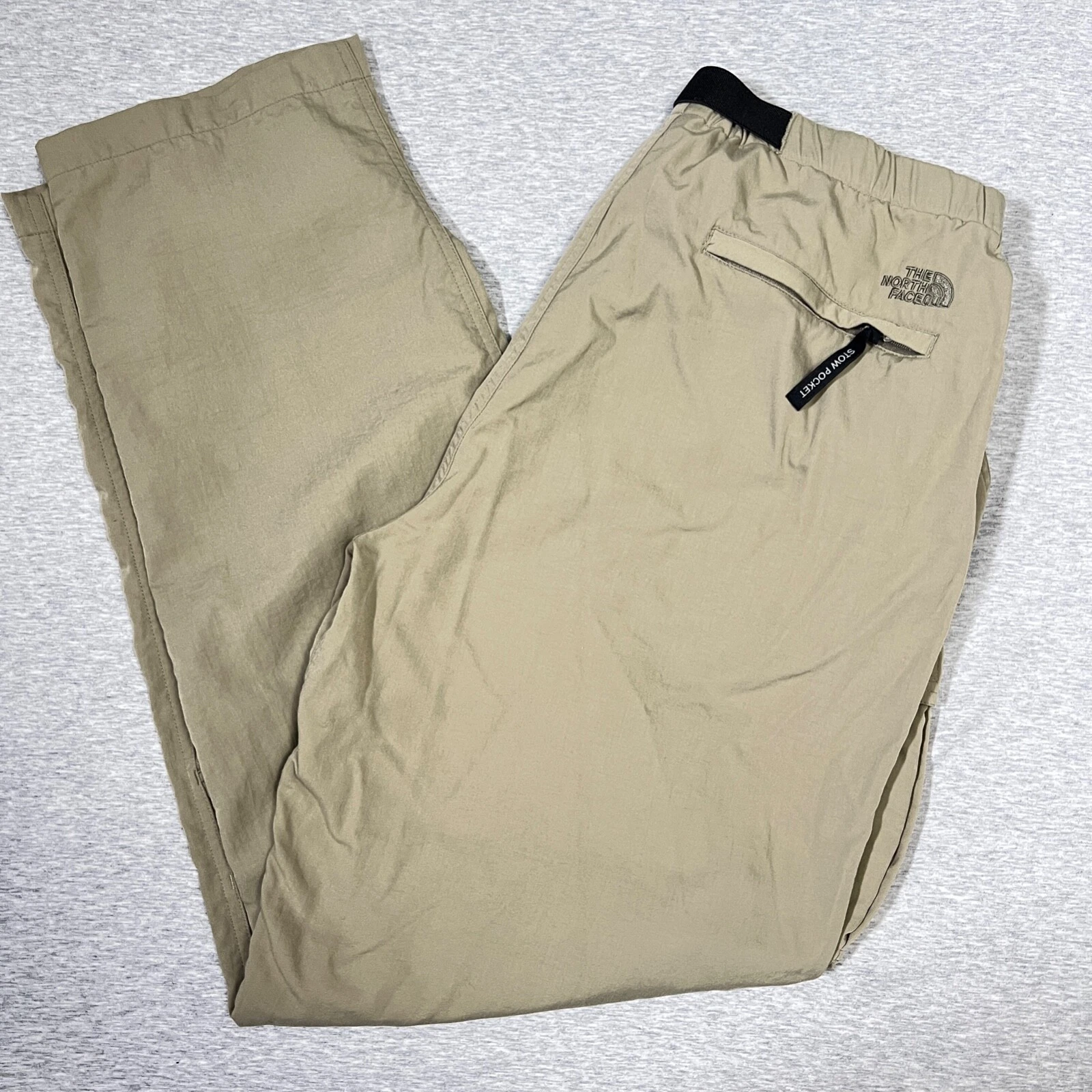 North Face Mens Pants Large Khaki Utility Athletic Casual Hiking Belted Nylon