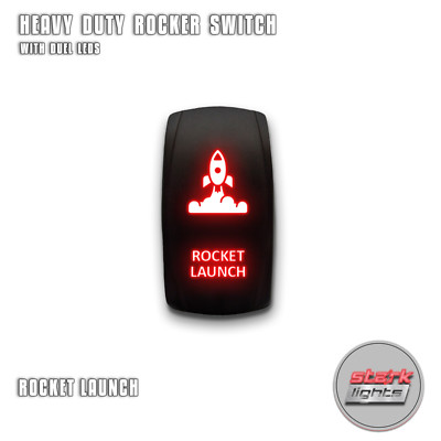 RED Laser Etched LED Rocker Switch Dual Light 20A 12V ON OFF - ROCKET LAUNCH
