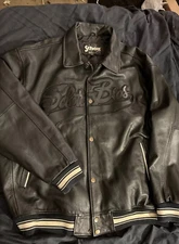 AUTHENTIC GENUINE “SCHOTT NYC”100% HEAVY LEATHER BLACK”BASKETBALL” JACKET -4XL
