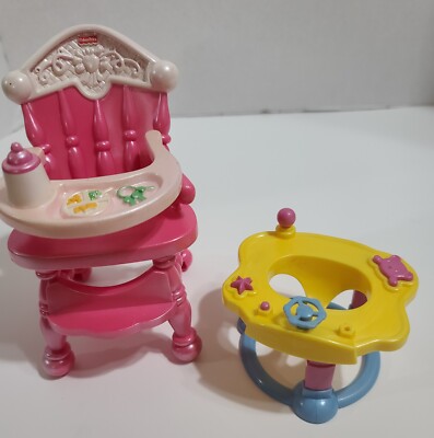 Mattel Loving Family High Chair & Simba Plastic Doll Walker Doll Furniture Pink