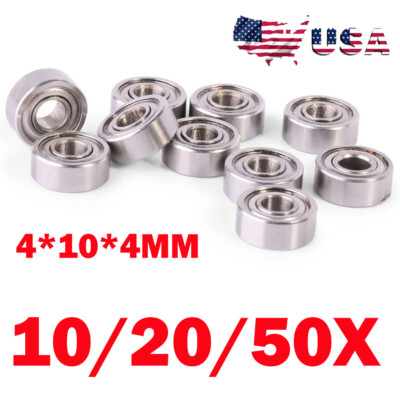 10/20/50x 4x10x4mm Stainless Ball Bearing MR104ZZ Fishing Reel Bearings HOT