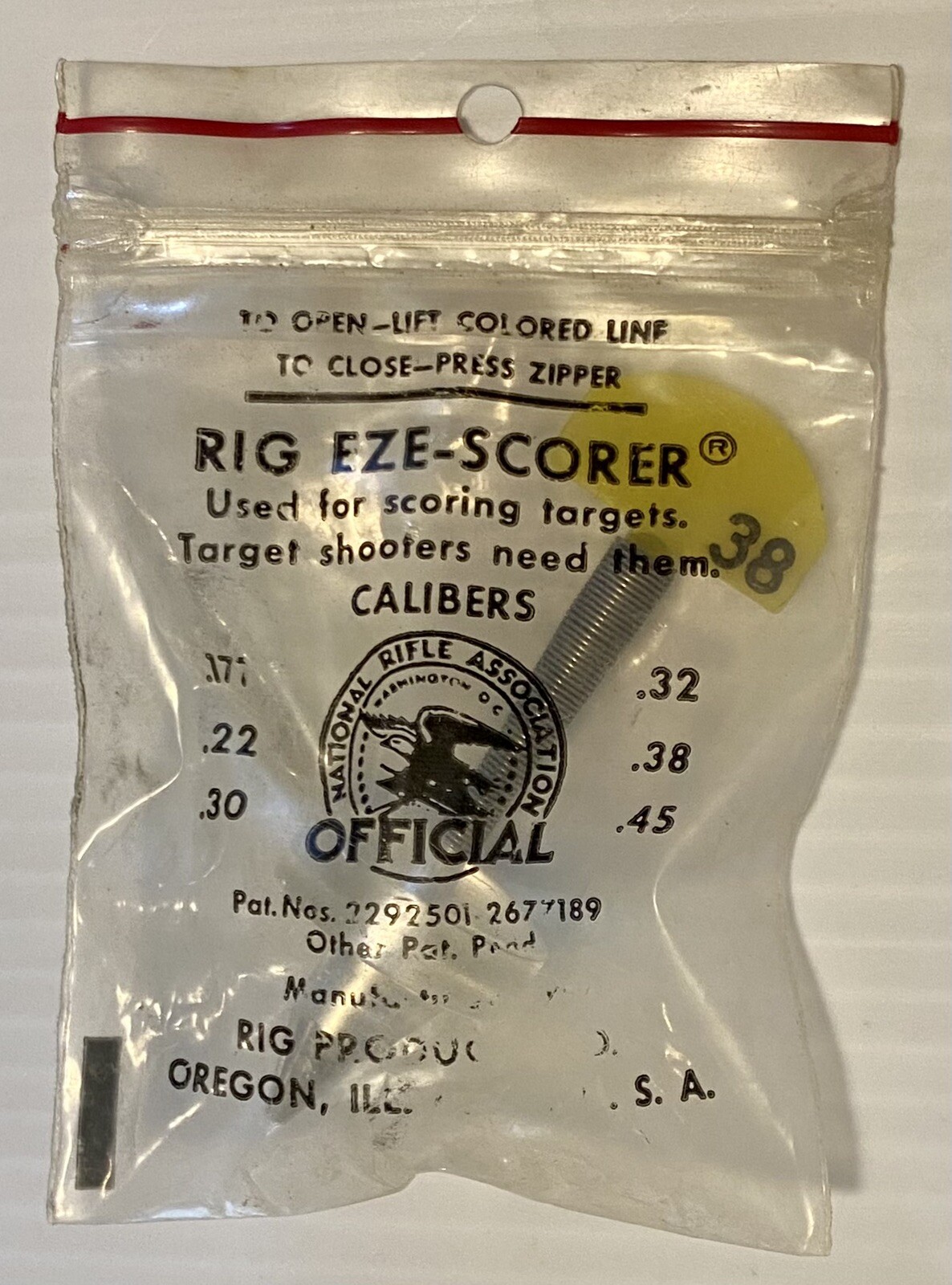 Vintage Official NRA RIG EZE Scorer 38 Caliber Target Hunt Gun Club