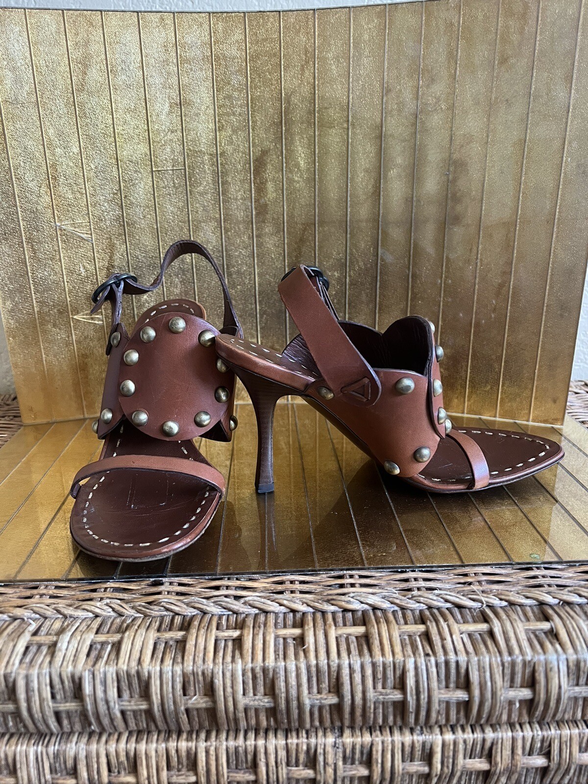 Celine Brown Gladiator Strap High Hell Sandals Pu… - image 4