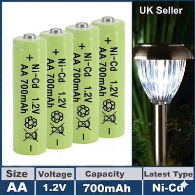 4 x AA Solarleuchte Batterien 1,2V 700mAh NiMH für Außen Gartenleuchten UK