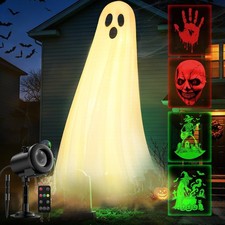 12 in 1 Halloween Projector Lights Outdoor, 3D Dynamic Ghost/Skeleton/Bat/Scarec
