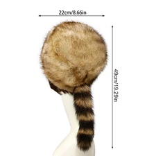 Faux Fur Raccoon Hat for Women Winter Warm Cap Russian Style Wild Style Hat