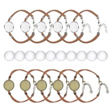Bracelet Blanks for Jewelry Making 10pcs 20mm Brown/Silver, Brown/Bronze
