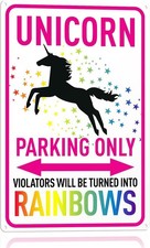 Unicorn Parking Only Gift for Girls Tin Metal Signs Home D cor 8x12