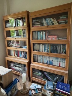 Large antique Globe Wernicke style wood and glass display cabinet