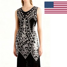1920s Flapper Dress Great Gatsby Party 20s Costume Sequin Fringe Dresses