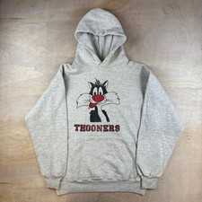 Vintage Russell Athletic Sylvester Thooners Hoodie Grey Heather 90s USA Made M