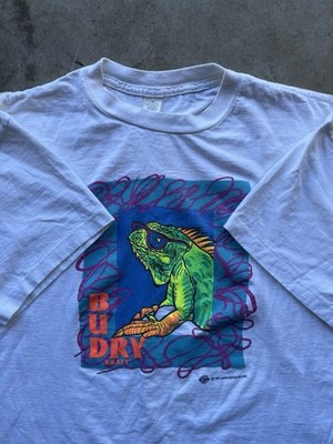 1991 Single Stitch Annheuser Busch Lizard Bud Dry Life of The Party White Shirt