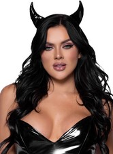 Teufelshörner schwarz Kostüm Zubehör Fasching Karneval - Tiefschwarze Hörner in