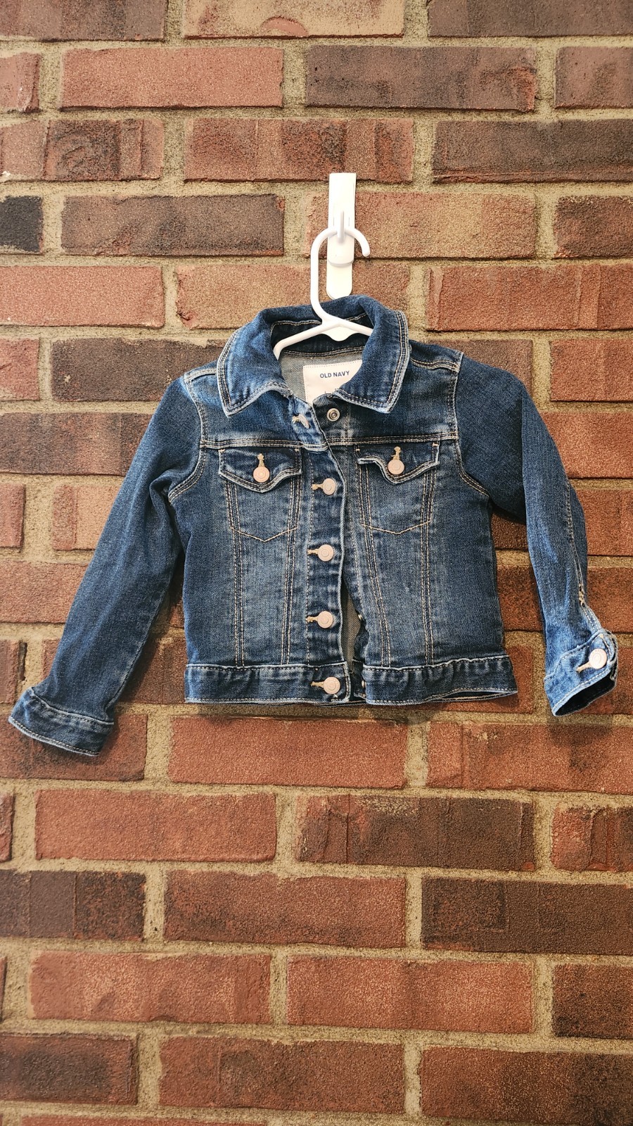 Old Navy Blue Denim Jacket 2T Button Front Collared Pockets Long Sleeve