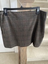 Womens Old Navy Brown Plaid Mini Skirt With Front Slit And Side Zipper Size L