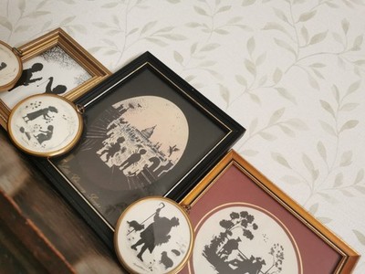 Vintage Restposten 6 Rahmen Silhouette Bilder Szenen Feature Galerie Wand