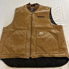 Carhartt VO1 BRN Brown Duck Quilt Lined Canvas Kamatsu Relaxed Mens Work Vest XL