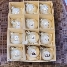 ⭐️ 12 alte Christbaumkugeln um 1940–1960 – Silberfarben mit sternförmig