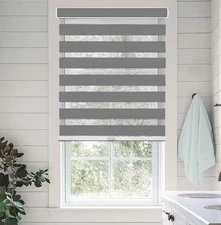 Chicology Basic Slate Cordless Dual Layer Zebra Roller Window Shade 34"W x 72" L