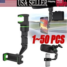360 Car Rearview Mirror Rotation Adjustable Phone Holder Mount Multifunction LOT