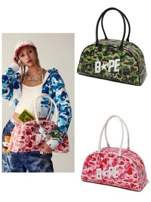A BATHING APE Ladies' ABC CAMO BOWLING BAG 1M30289302 Pink/Green