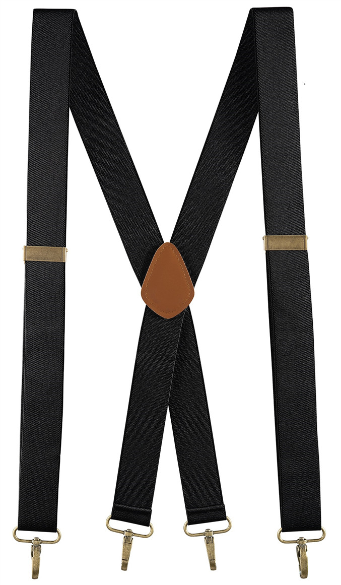 Buyless Fashion Men Adjustable Suspenders 48" 1 1/4" X Back with Metal Hooks