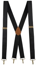 Buyless Fashion Men Adjustable Suspenders 48" 1 1/4" X Back with Metal Hooks