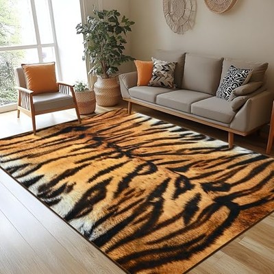 Area Rugs for Living Room, 4x6 Machine Washable Tiger 4x6 Feet