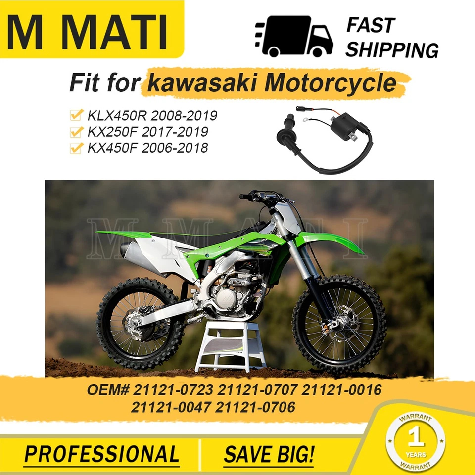 Катушка зажигания 21121-0707 для KAWASAKI KX250F 2017-2019 KX450F KLX450R 2006-2019 - Изображение 2 из 4