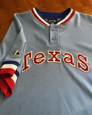 Texas Rangers Large Cooperstown Majestic Jersey USA Made Retro Throwback