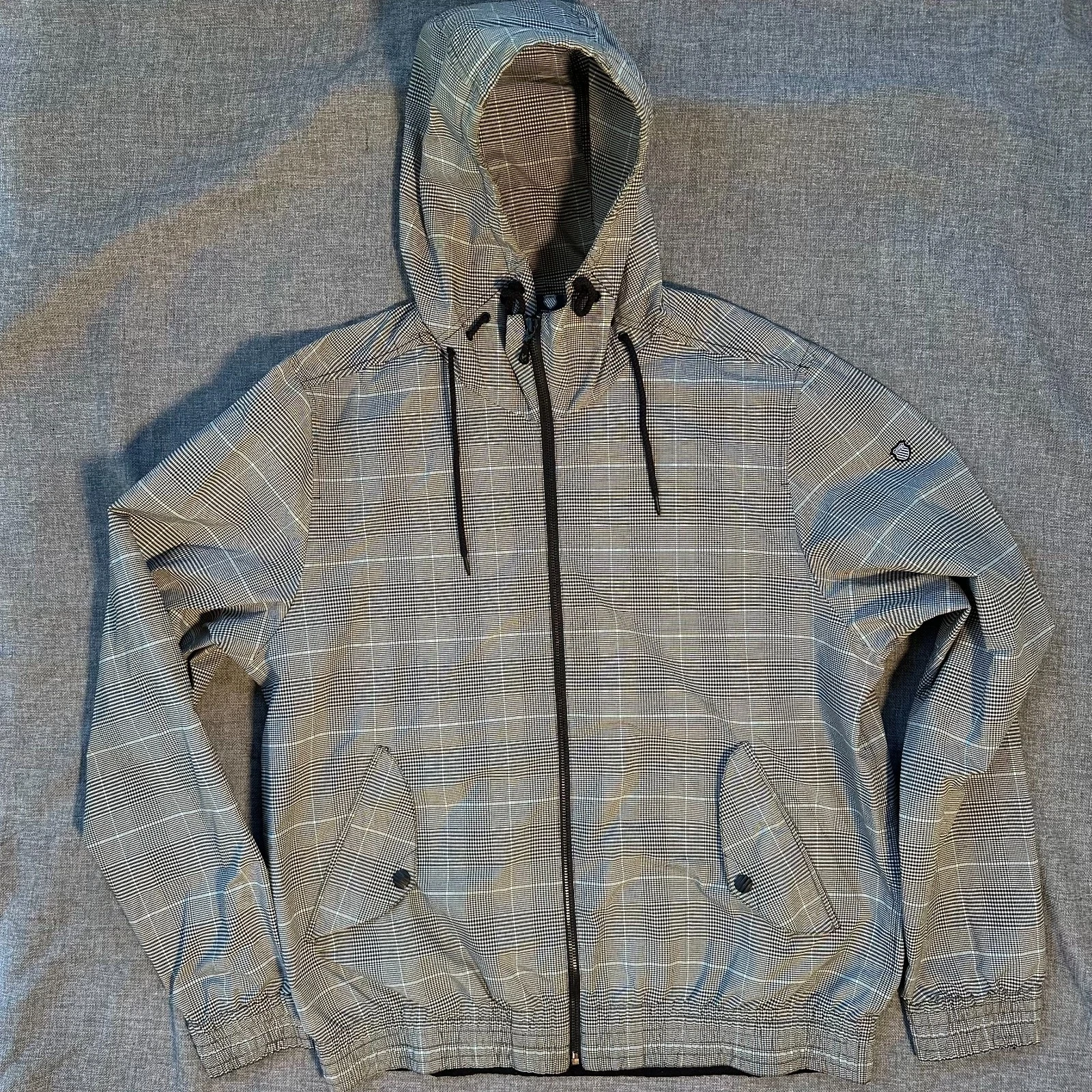 K-Swiss Men's Gray Plaid Full Zip Rain Jacket Size XL