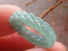 Video Certified Icy Green Natural A JADE Jadeite Knotted RING USA. 6    207627